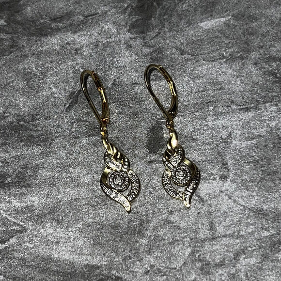Morgan & Paige 14K Gold & Rhodium Plated CZ Eternity Dangle Earrings - Picture 2 of 3